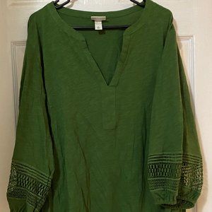 Ava & Viv green crochet sleeve top, size 4x